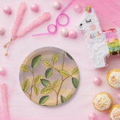 Grün und Gelb Blätter im Hintergrund Pappteller (Party)