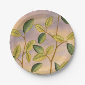 Grün und Gelb Blätter im Hintergrund Pappteller (Vorderseite)