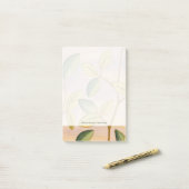 Grün und Gelb Blätter im Hintergrund Post-it Klebezettel (Auf Schreibtisch)