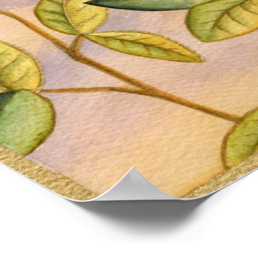 Grün und Gelb Blätter im Hintergrund Poster (Ecke)