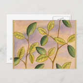 Grün und Gelb Blätter im Hintergrund Postkarte (Vorne/Hinten)
