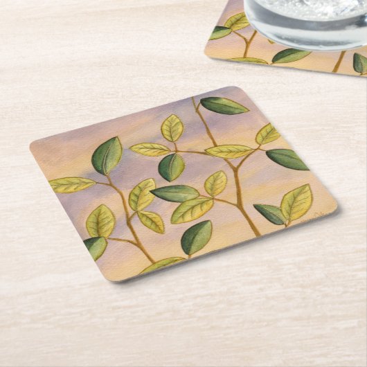 Grün und Gelb Blätter im Hintergrund Rechteckiger Pappuntersetzer (angewinkelt)