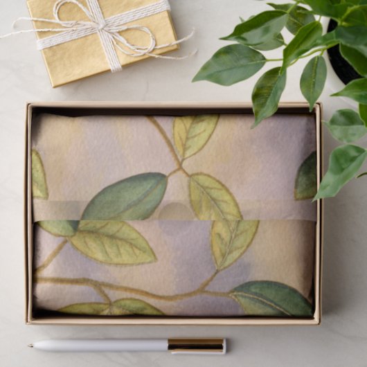 Grün und Gelb Blätter im Hintergrund Seidenpapier (Geschenk)