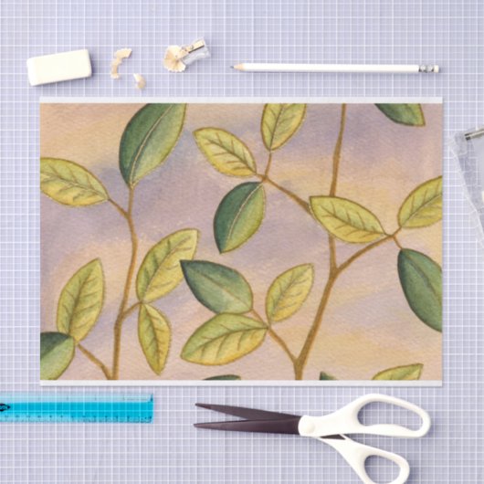 Grün und Gelb Blätter im Hintergrund Seidenpapier (Handwerk)