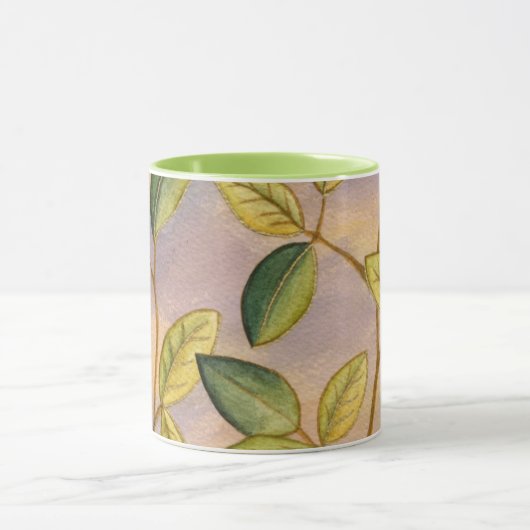 Grün und Gelb Blätter im Hintergrund Tasse (Zentrum)