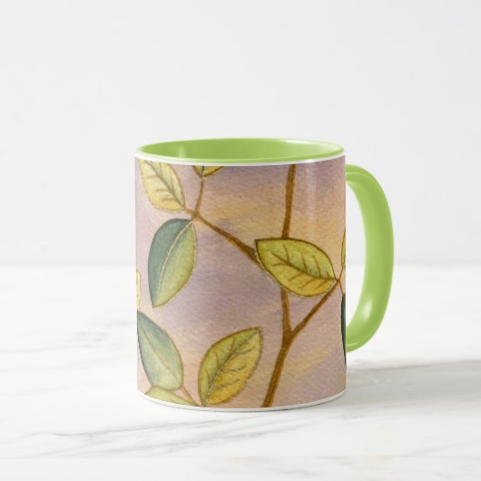 Grün und Gelb Blätter im Hintergrund Tasse (VorderseiteRechts)