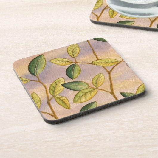 Grün und Gelb Blätter im Hintergrund Untersetzer (Linke Seite)