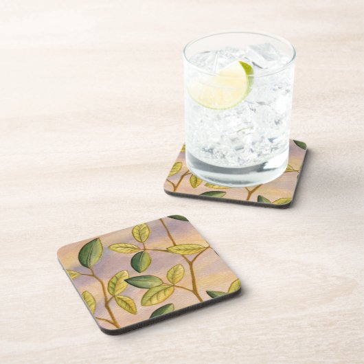 Grün und Gelb Blätter im Hintergrund Untersetzer (Rechte Seite)