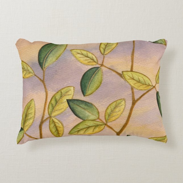 Grün und Gelb Blätter im Hintergrund Zierkissen (Vorderseite)