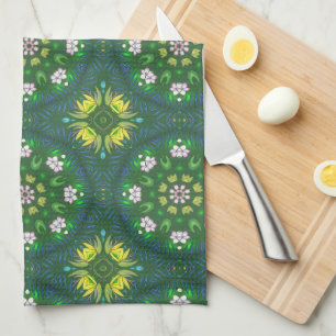 Grün und gelb floral geschirrtuch