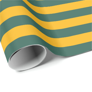 Grün und Gelb Gold Horizontal gestreift Geschenkpapier