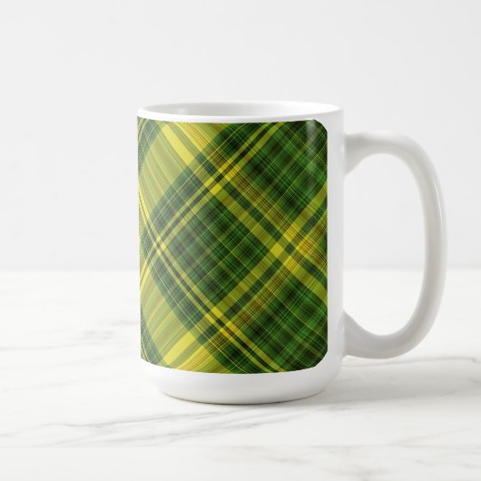 Grün und Gelb Kariert (geknickt) Kaffeetasse (Rechts)