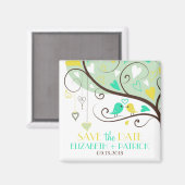 Grün und Gelb liebende Vögel speichern das Datum M Magnet (Vorderseite/Rückseite)