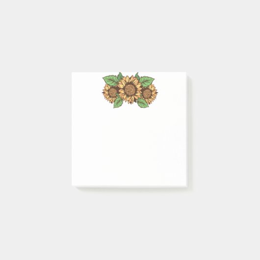 Grün und Gelb Sonnenblumen Post it Notes Post-it Klebezettel (Vorderseite)
