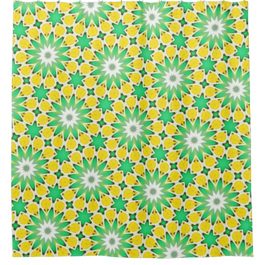 Grün und Gelb Star Abstrakt Duschvorhang (Vorderseite)