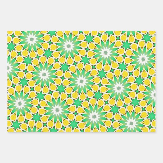 Grün und Gelb Star Abstrakt Geschenkpapier Set (Vorderseite 3)