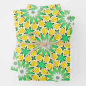 Grün und Gelb Star Abstrakt Geschenkpapier Set (Beispiel)