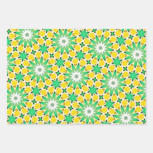 Grün und Gelb Star Abstrakt Geschenkpapier Set (Vorderseite)