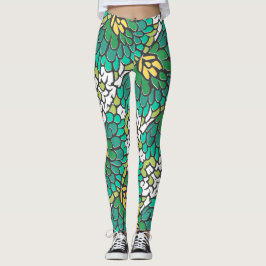 Grün- und Gelbblumen Leggings