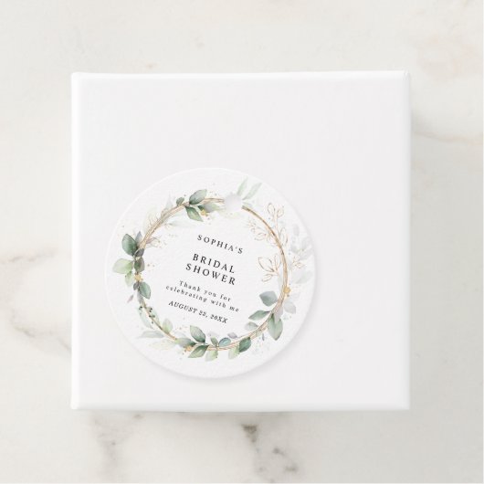 Grün und Gold: Baby- oder Hochzeitsdusche Geschenkanhänger (Beispiel)