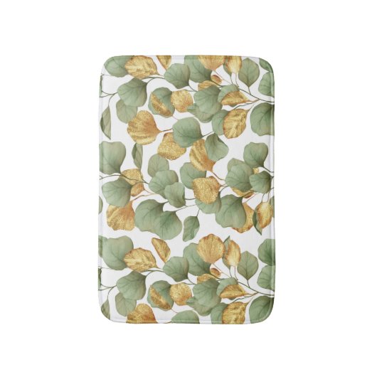 Grün und Gold Blätter. Muster Badematte (Vorderseite Vertikal)