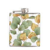 Grün und Gold Blätter. Muster Flachmann (Vorderseite)