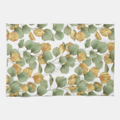 Grün und Gold Blätter. Muster Geschirrtuch (Horizontal)