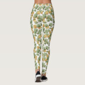 Grün und Gold Blätter. Muster Leggings (Rückseite)