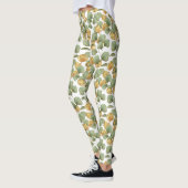 Grün und Gold Blätter. Muster Leggings (Links)