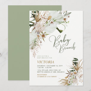 Grün- und Gold-Boho-Botanical-Baby-Shower-Brunch Einladung