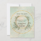 Grün und Gold Circle Frame Wedding Save the Date (Vorderseite)