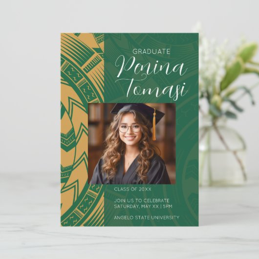 Grün und Gold Einladung (Stehend Vorderseite)