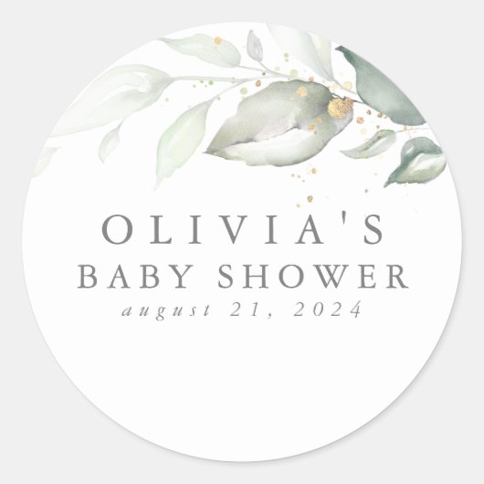 Grün und Gold Elegante Moderne Highlights Runder Aufkleber (Vorderseite)