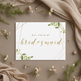 Grün und Gold Foil werden Sie meine Bridesmaid sei Einladungspostkarte