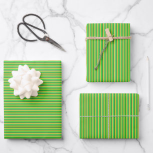 Grün und Gold gestreift Geschenkpapier Set