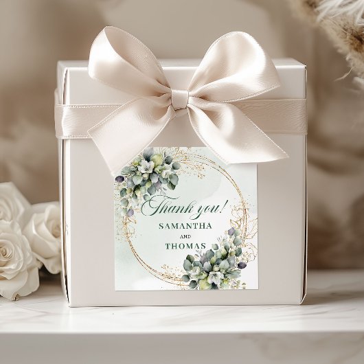 Grün und Gold Hochzeit Danke Boho Aufkleber