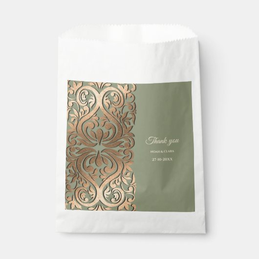 Grün und Gold Hochzeit mit elegantem Luxus Geschenktütchen (Vorderseite)