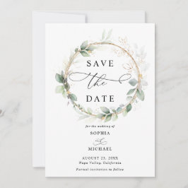 Grün und Gold Hochzeit Save the Date Einladung
