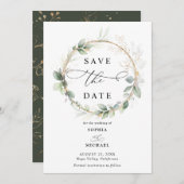 Grün und Gold Hochzeit Save the Date Einladung (Vorne/Hinten)