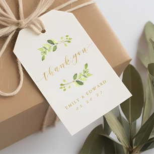 Grün und Gold Hochzeits-Dankeschön Geschenkanhänger