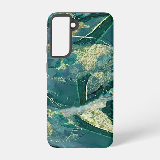 Grün und Gold in Aquarellfarben Samsung Galaxy Hülle (Rückseite)