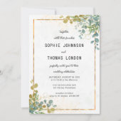 Grün und Gold in einer Eukalyptusfarbe Einladung (Vorderseite)