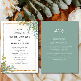 Grün und Gold in einer Eukalyptusfarbe Einladung