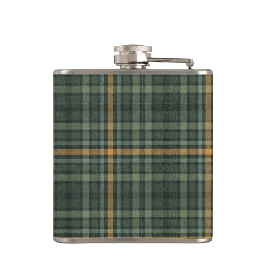 Grün und Gold Kariert Flachmann (Rückseite)