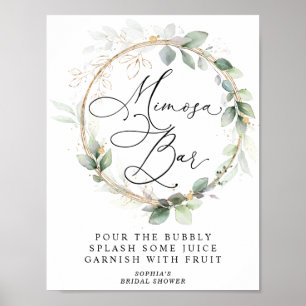 Grün und Gold: Mimosa-Bar für Brautjungfern-Abschi Poster