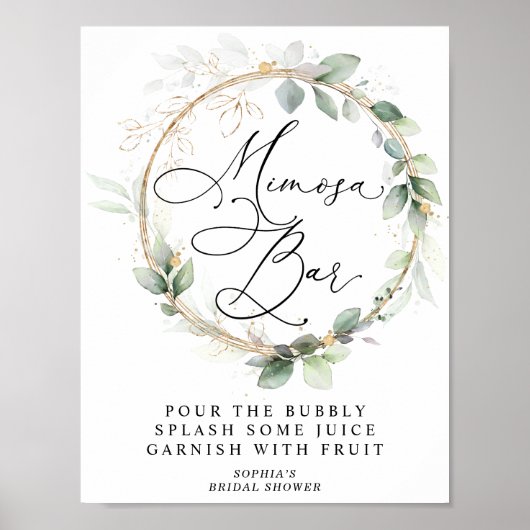Grün und Gold: Mimosa-Bar zur Brautparty Poster (Vorne)