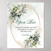 Grün und Gold Offene Bar-Tischschild Boho Poster (Vorne)