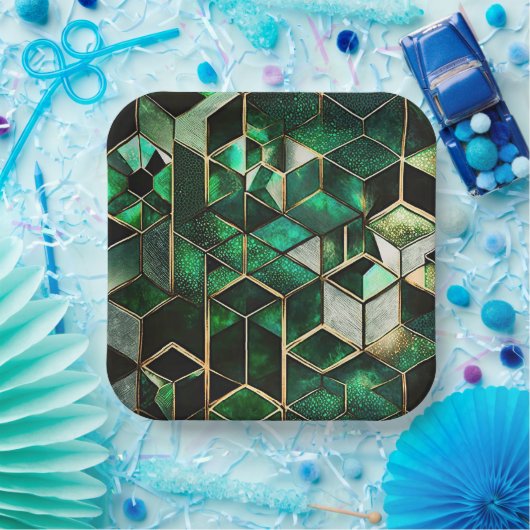 Grün und Gold Pappteller (Party)