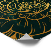 Grün und Gold Verziert geblüht Blumen Poster (Ecke)