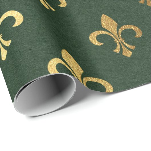 Grün und Gold Weihnachten Geschenkpapier (Rolleneckpunkt)